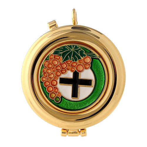 Enamelled pyx with grapes and cross, 2 in diameter 1