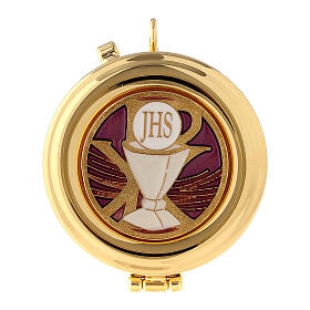 Enamelled pyx with chalice and JHS, 2 in diameter