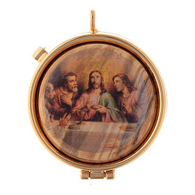 Relicarios eucarísticos: Caja para formas olivo Última Cena diám. 5 cm