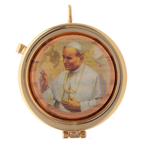 Caixa placa oliveira Papa João Paulo II diâm. 6 cm 1