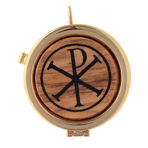 Porta-viático latón con placa olivo XP diámetro 6 cm 1