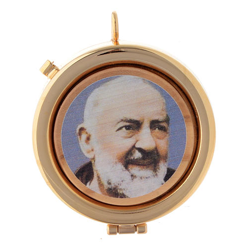 Caixa placa oliveira Padre Pio diâm. 6 cm 1