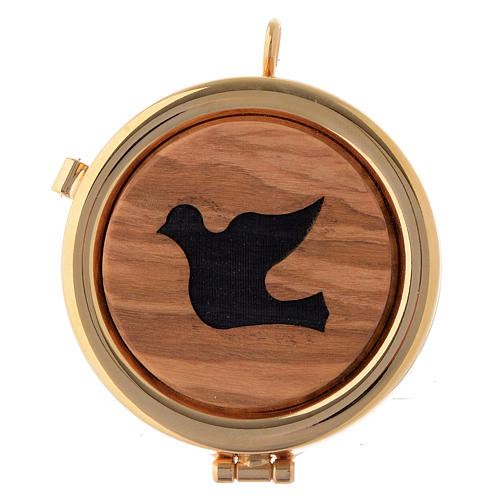 Pyx olive wood plaque with dove 6cm 1