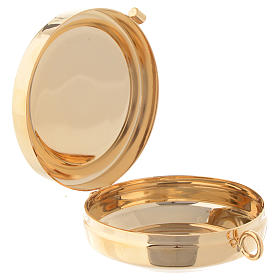 Custodes à hosties: Custode à hostie plaque olivier Crucifix stylisé diam. 6 cm Custodes à hosties: Custode à hostie plaque olivier Crucifix stylisé diam. 6 cm