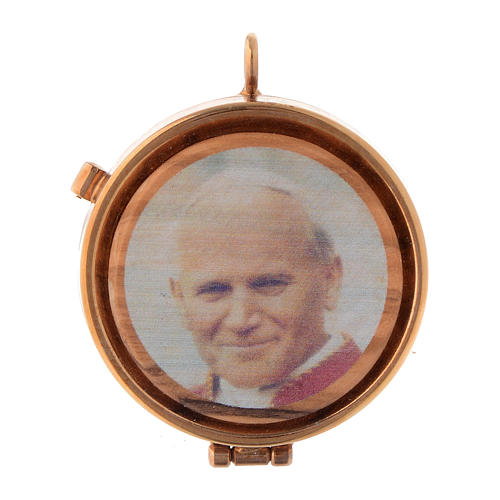 Pyx olive wood with Jean Paul II image 5 cm 1