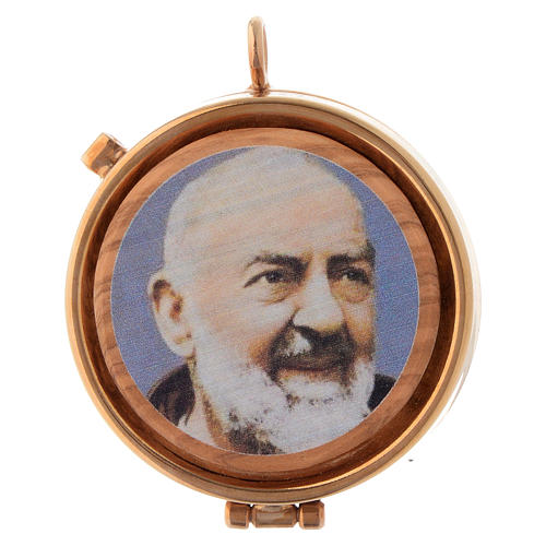 Pyx olive wood plaque with Saint Pio 5 cm 1