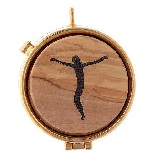 Pyx olive wood plaque stylized crucifix 5cm 1