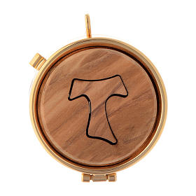 Pyx olive wood plaque with Tau image 5 cm s1