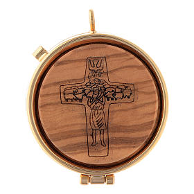 Custodes à hosties: Custode avec plaque olivier croix Bon Pasteur diamètre 5 cm Custodes à hosties: Custode avec plaque olivier croix Bon Pasteur diamètre 5 cm