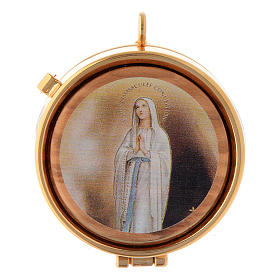 Pyx olive wood plaque Our Lady of Lourdes 5cm
