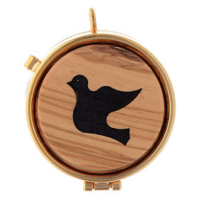 Custodes à hosties: Custode avec plaque olivier Colombe de la paix diamètre 5 cm Custodes à hosties: Custode avec plaque olivier Colombe de la paix diamètre 5 cm