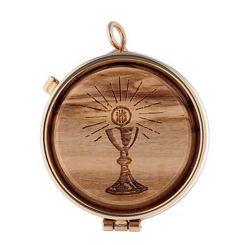 Cyborium płytka drewno oliwne Kielich Eucharystia średn. 5 cm 1