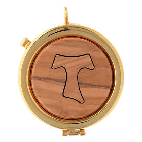 Versehpatene Messing und Olivenholz Tau Kreuz 6cm s1