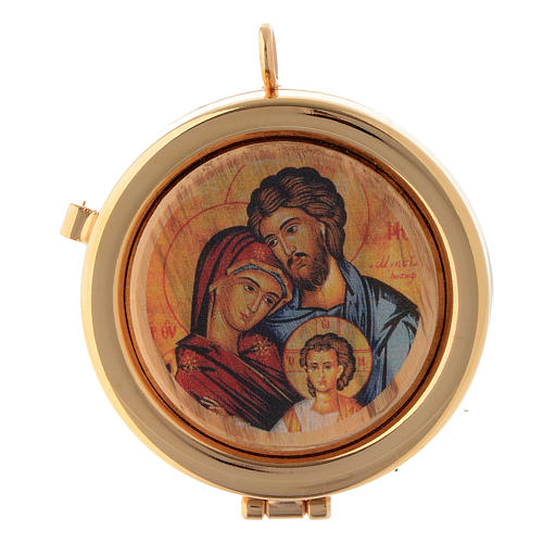 Pyx olive wood plaque Byzantine Holy Family 6cm 1