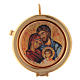 Pyx olive wood plaque Byzantine Holy Family 6cm s1