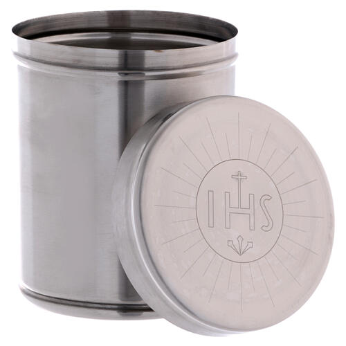 Stainless steel pyx with IHS, d. 4 in 2