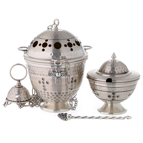 Thurible and boat, embossed and cross decorated 1