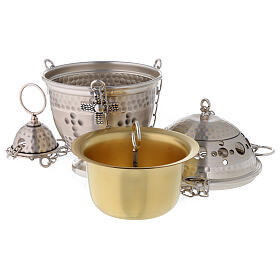 Encensoir et navette repoussés avec croix s3