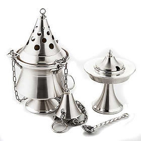 Incensarios y navetas: Incensario y naveta plateado