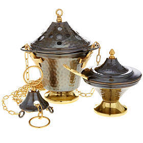 Thurible and boat in embossed bronze