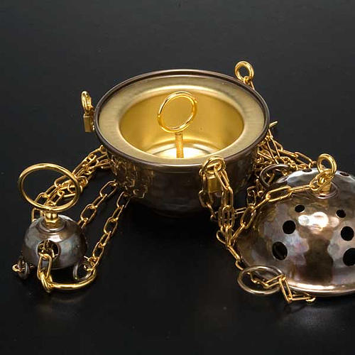 Censer and boat in embossed brass 6