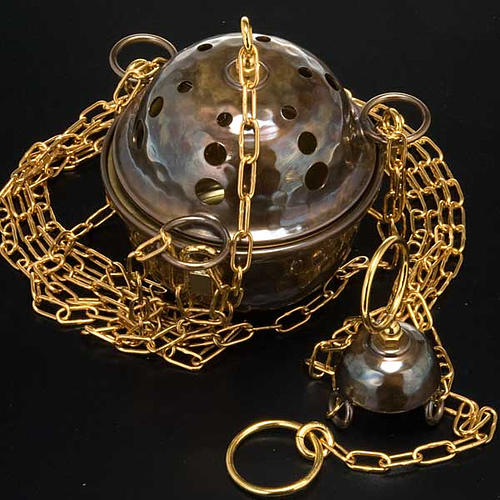 Censer and boat in embossed brass 4
