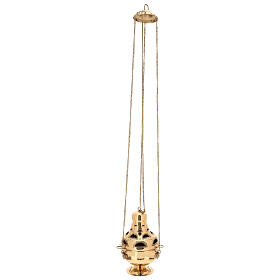 Turíbolo e naveta latão dourado brilhante