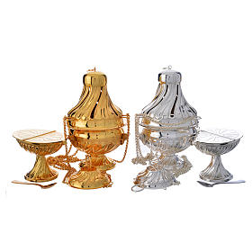 Turiboli e navette: Turibolo e navetta dorato argentato