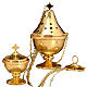 Censer and boat in golden and silver plated brass s1
