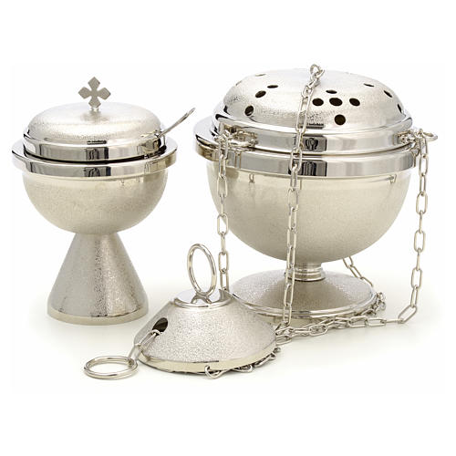 Censer and boat in nickel plated brass 1