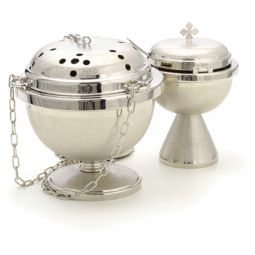 Censer and boat in nickel plated brass 3