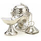 Censer and boat in nickel plated brass and hammered s4