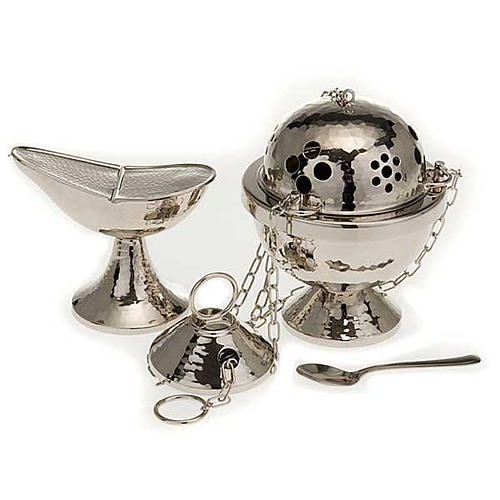 Censer and boat in nickel plated brass smooth 1