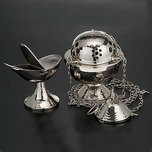 Censer and boat in nickel plated brass smooth 2