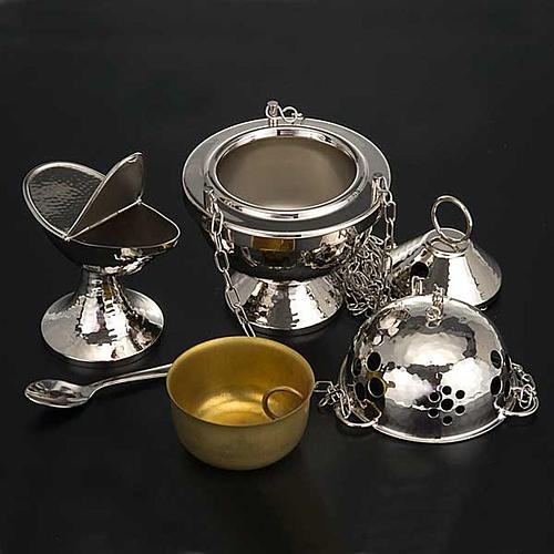 Censer and boat in nickel plated brass smooth 3