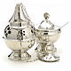 Censer and boat in gold or silver plated brass smooth s4