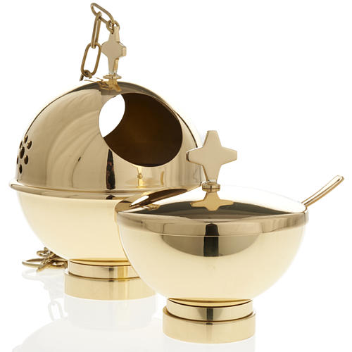 Censer and boat in gold or nickel plated brass 1
