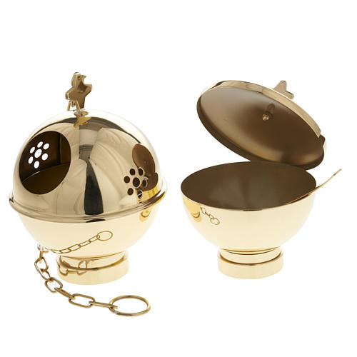 Censer and boat in gold or nickel plated brass 2