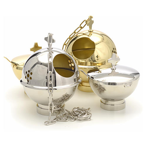Censer and boat in gold or nickel plated brass 10