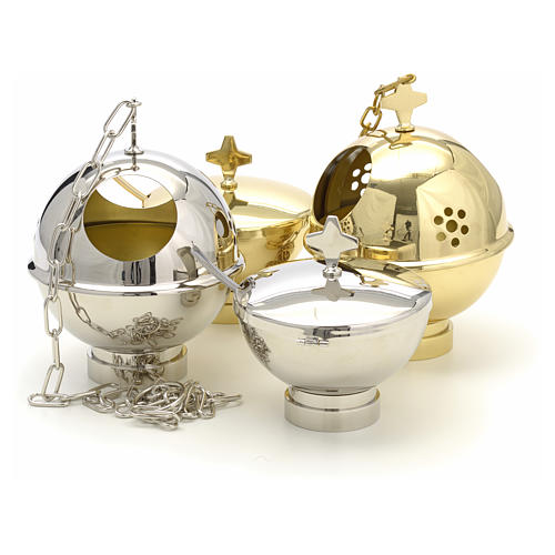 Censer and boat in gold or nickel plated brass 11