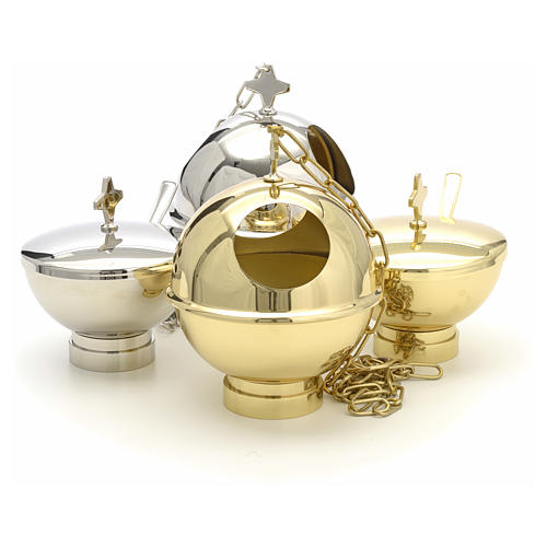 Censer and boat in gold or nickel plated brass 12
