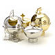 Censer and boat in gold or nickel plated brass s11
