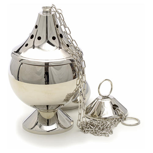 Censer and boat nickel plated brass 3
