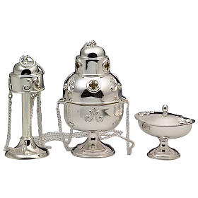 Decorated Thurible and Boat in silver 800