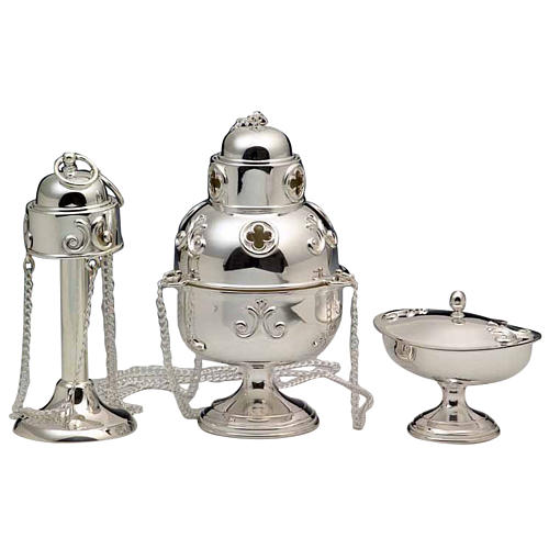 Decorated Thurible and Boat in silver 800 1