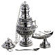 Thurible and oval boat in silver plated chiselled cast brass s1