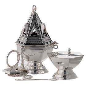 Thurible and boat set by Molina in silver copper
