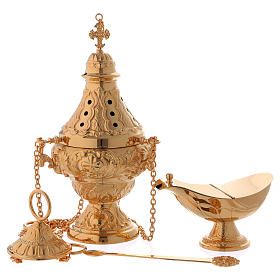 Thurible and boat by Molina, golden brass