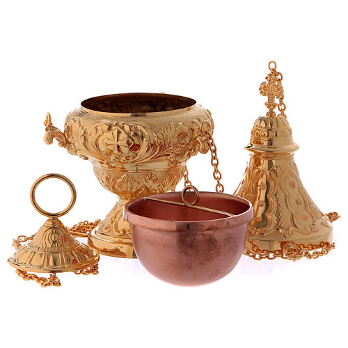 Thurible and boat by Molina, golden brass 3