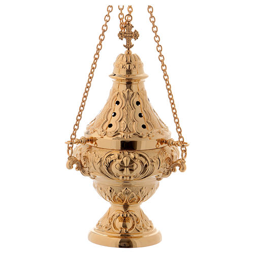 Thurible and boat by Molina, golden brass 11